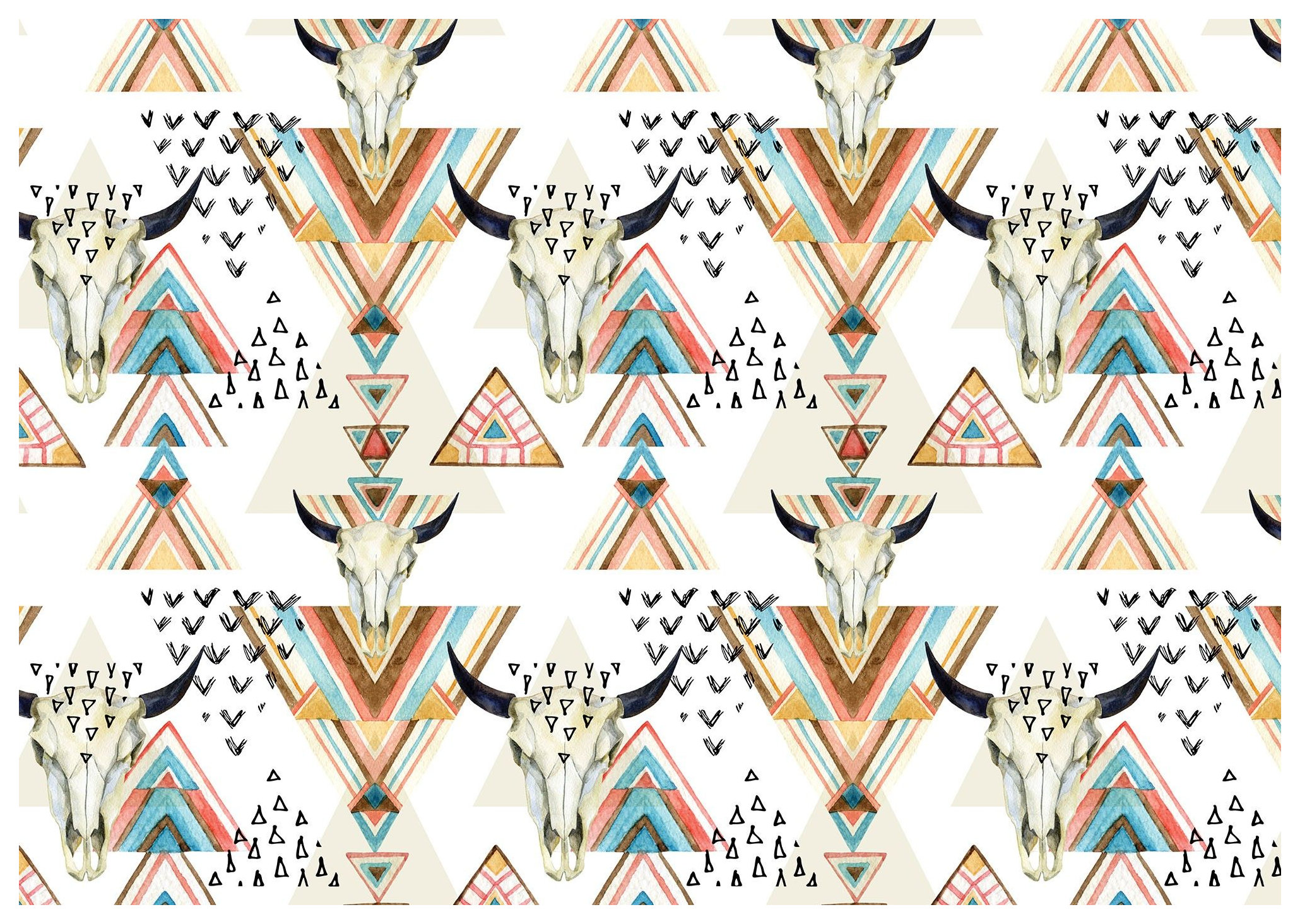 Fototapeta Abstraktní lebky Býků Geometrie na bílém pozadí 254x184 lepidlo