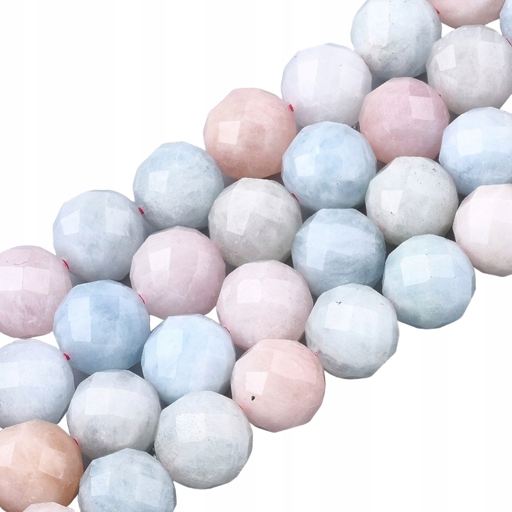 Korálky Přírodní Morganit Fasetovaný Mix barev Koule 6mm Šňůra ok32ks