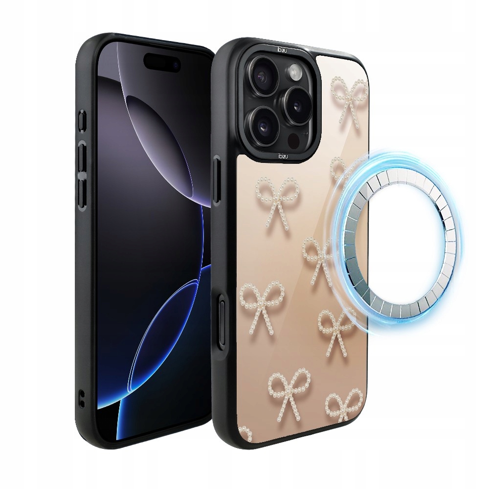 Matný Pouzdro Ibizu DropGuard pro iPhone 16 Pro s MagSafe a perleťovými mašličkami