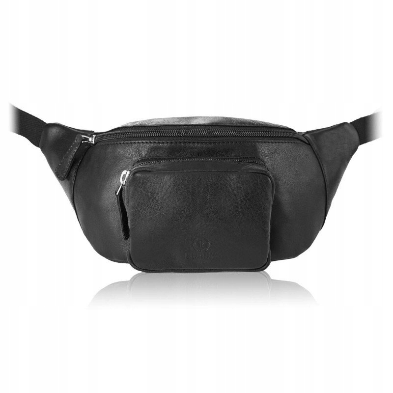 CZARNA SASZETKA NERKA UNISEX SKÓRA NA BIODRO RAMIĘ Kolor czarny