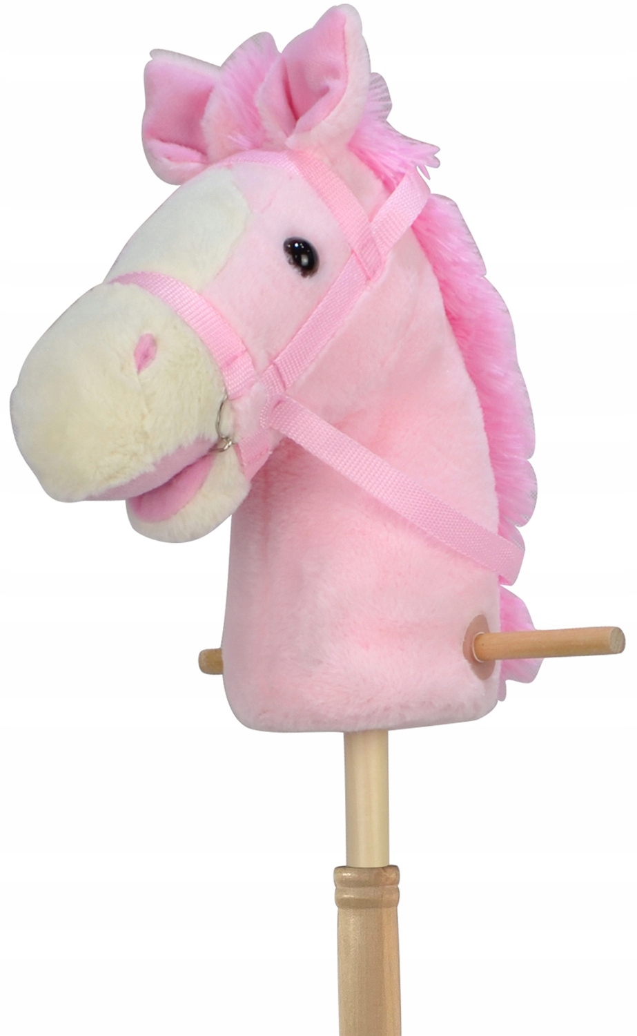 HOBBY HORSE GŁOWA KONIA NA KIJU Z KÓŁKAMI ORAZ DŹWIĘKIEM RÓŻOWY