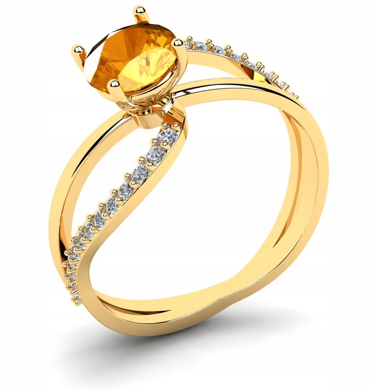 

Pierścionek Złoty Pomarańczowa Cyrkonia Zaręczyny
