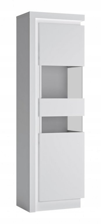 Biała Witryna Lyon wysoka biały połysk 60 x 198 x 42 masywna Led prawa 03P