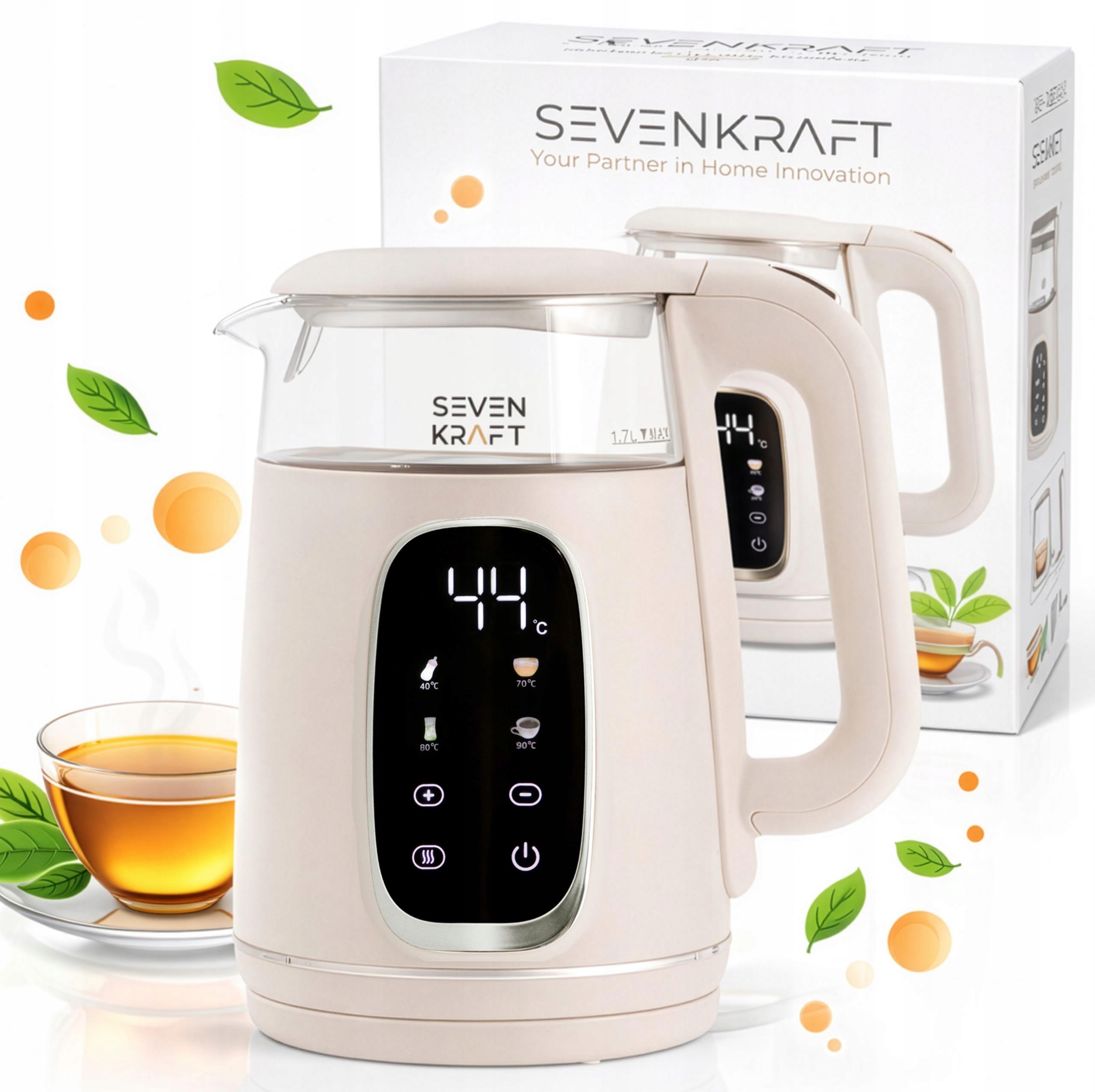 Czajnik elektryczny SevenKraft 1,7L Regulacja temperatury Beżowy