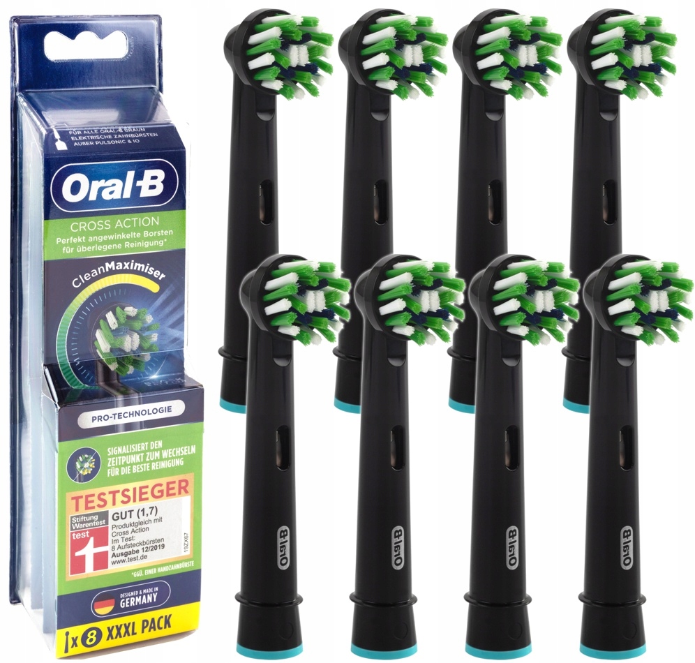 

8 x Braun Oral-b Cross EB50 Czarne Końcówki Główki