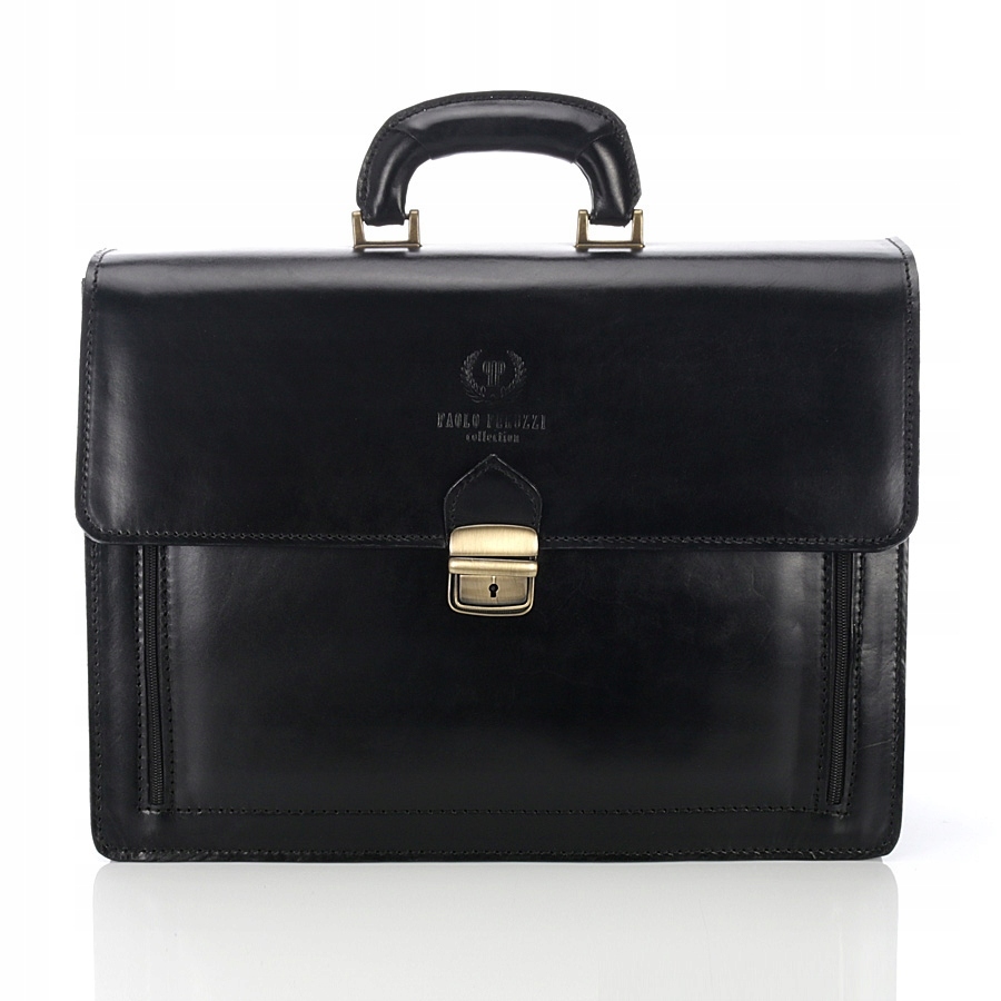 ELEGANCKA SKÓRZANA TECZKA AKTÓWKA DO PRACY CZARNA