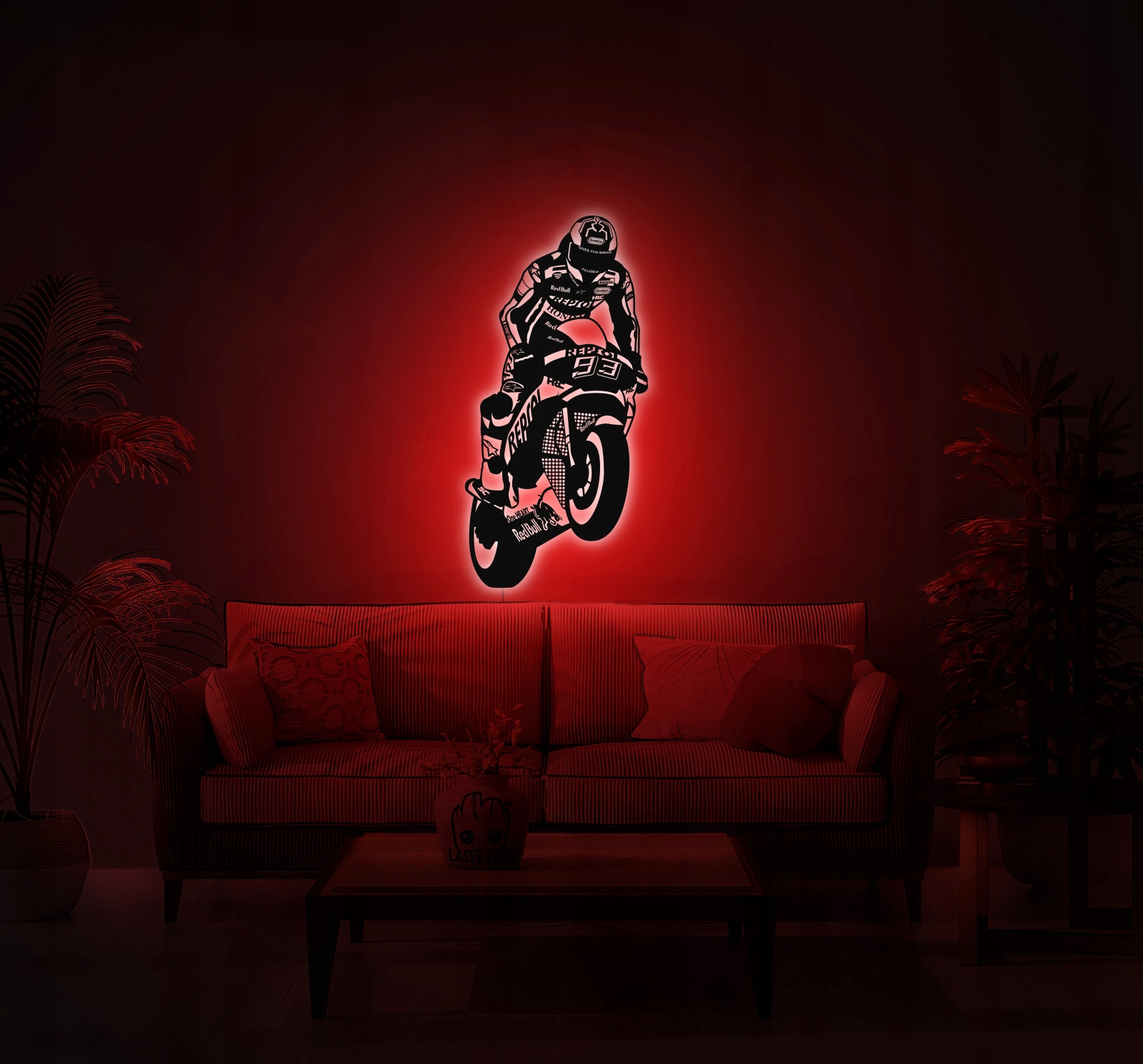 Dřevěný obraz Motocykl Noční Lampa Led