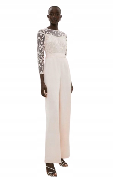 Coast Dámský Overal S Výšivkou A Dlouhým Rukávem, Pudrový, 34 Hkh