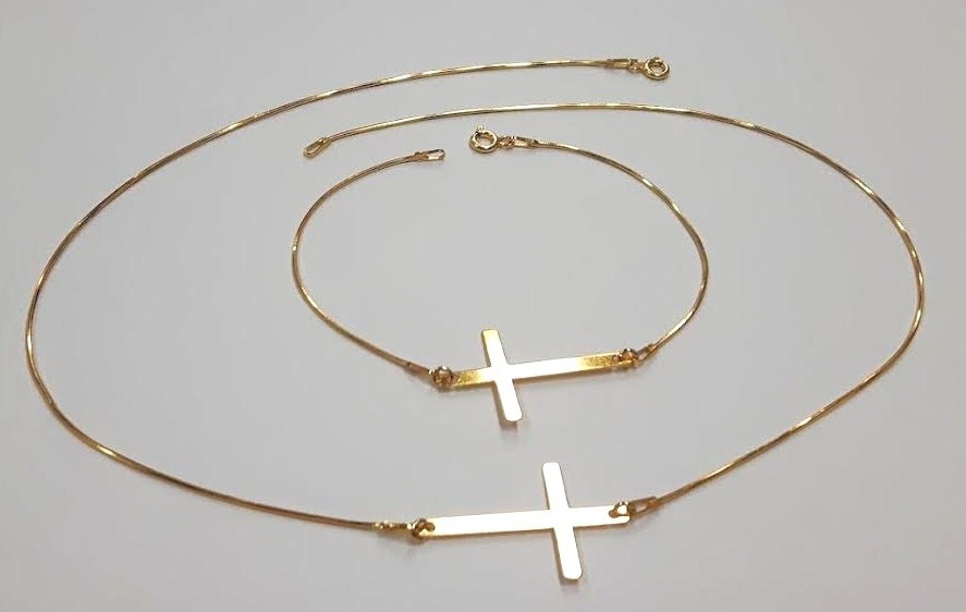 Komplet zlatý vlasec Křížek kříž stříbro 925