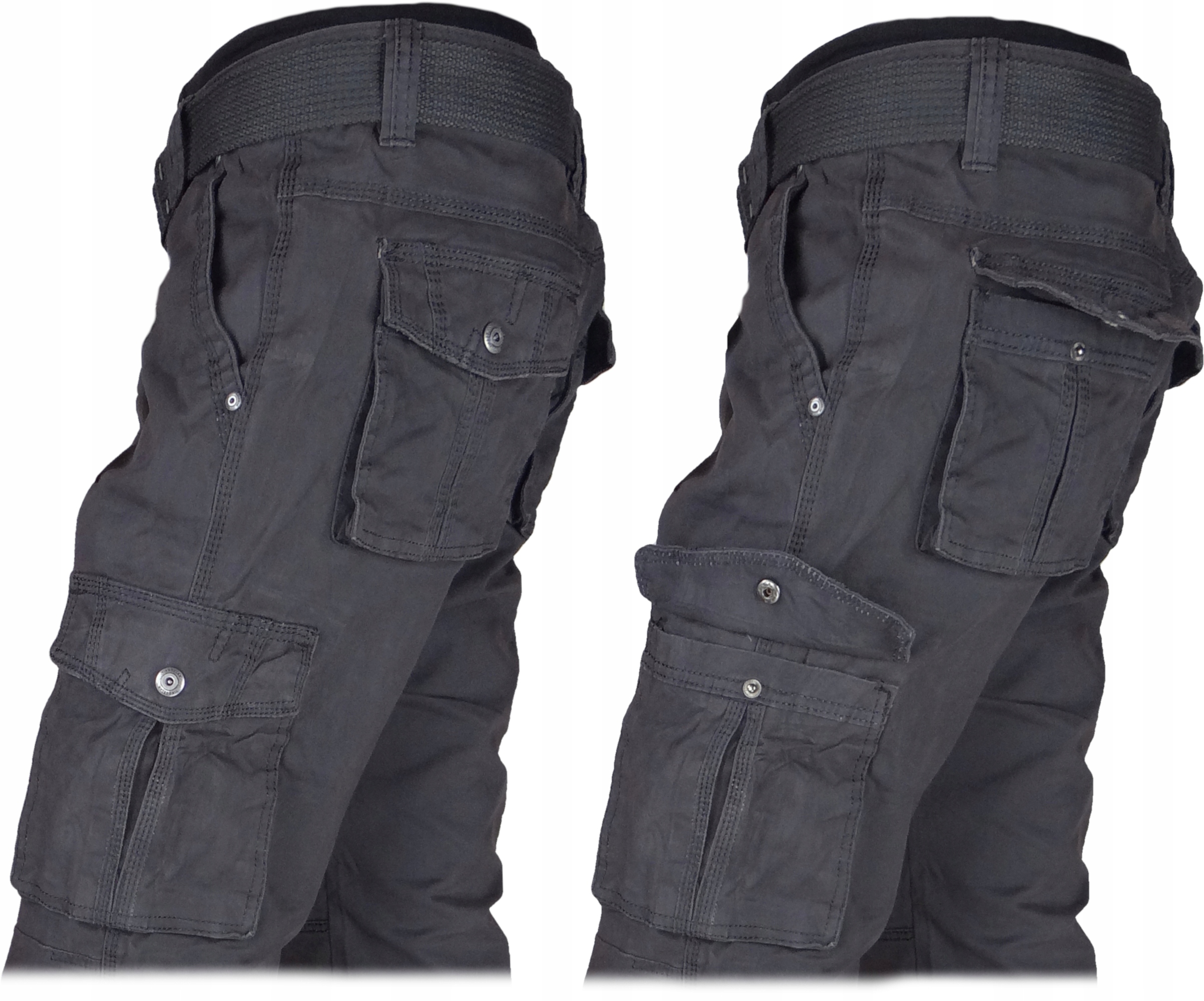 SPODNIE BOJÓWKI SZARE STRETCH z Paskiem Różne Rozmiary r. 40 IT/Th-7 Cechy dodatkowe z paskiem