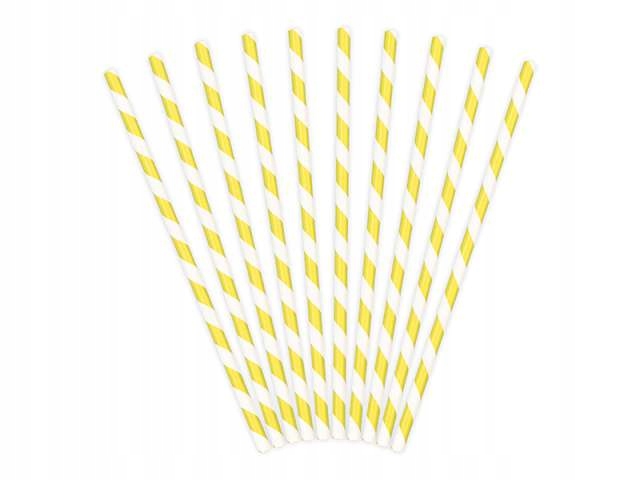 Słomki papierowe w Paski pasiaste żółte 10 szt