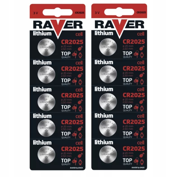 

10x Bateria litowa Raver Emos CR2032 3V 220mAh