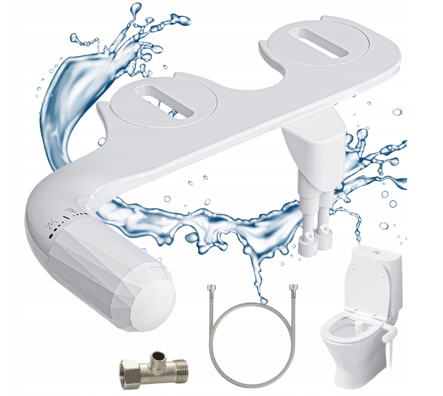 Bidetová Vložka Wc Neelektrická Dvojité Trysky Slim Bílá Sada