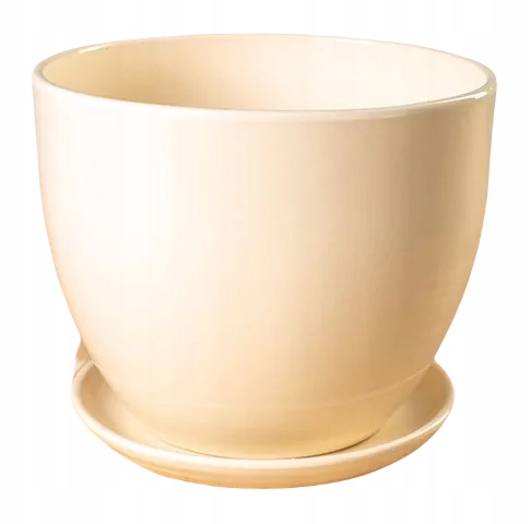 

Doniczka Osłonka Ceramiczna Z Podstawką Kremowa