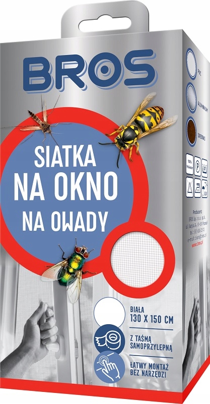 

Bros Siatka Moskitiera na Okno Owady 130x150 Biała