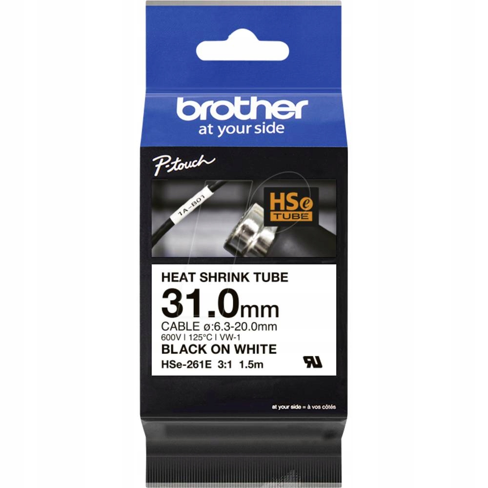 Brother HSE-261E bílá originální bužírka šířka 31 mm