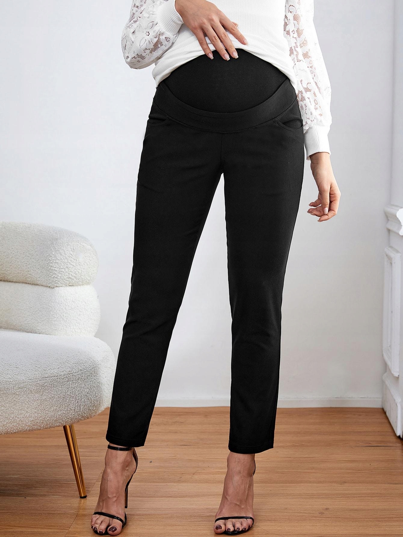 SPODNIE DAMSKIE RURKI S CC55218 *SHEIN ELEGANCKIE CIĄŻOWE Kolor czarny