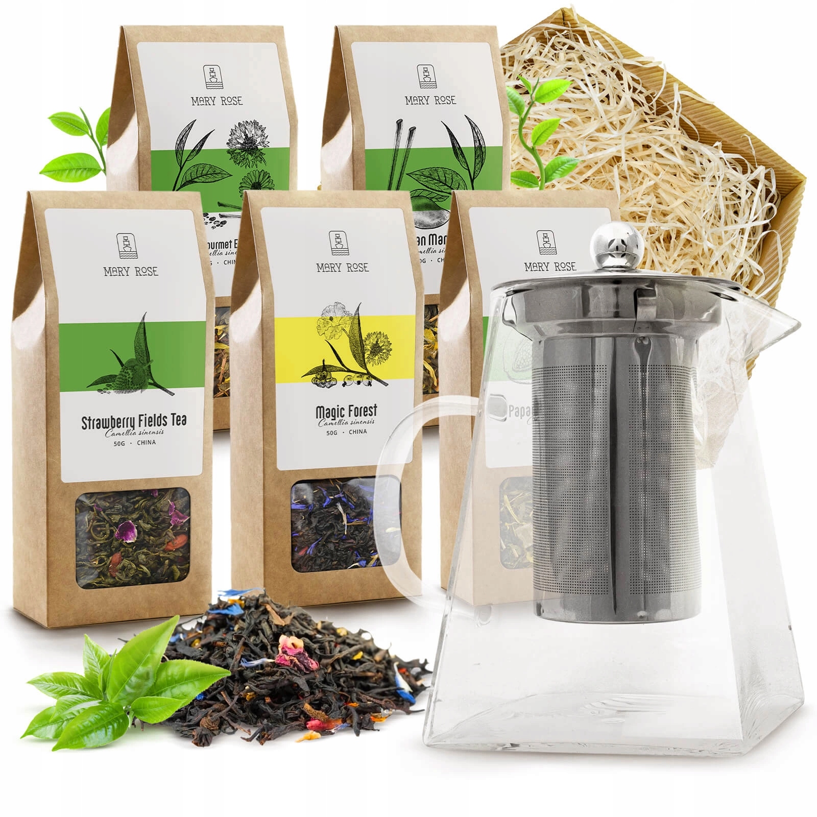Sada čajů Mary Rose čajová konvice se sítkem jako Dárek