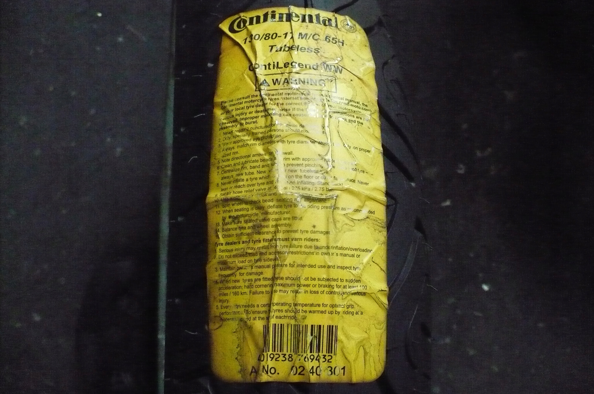 130/80-17 Continental ContiLegend Ww Nová 2017