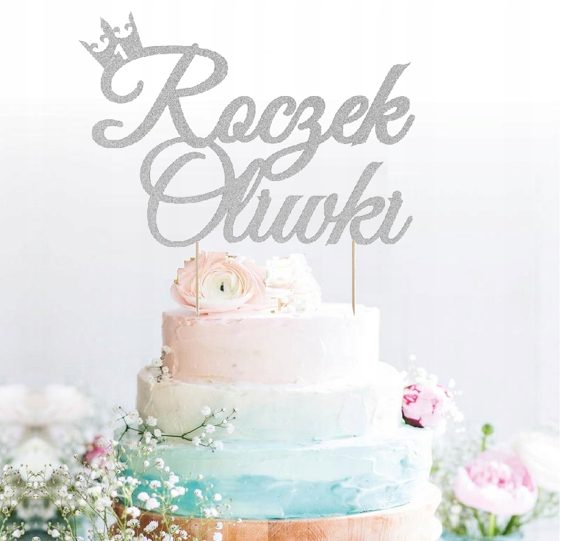 TOPPER na tort IMIĘ NAPIS na ROCZEK SREBRNY Marka inna
