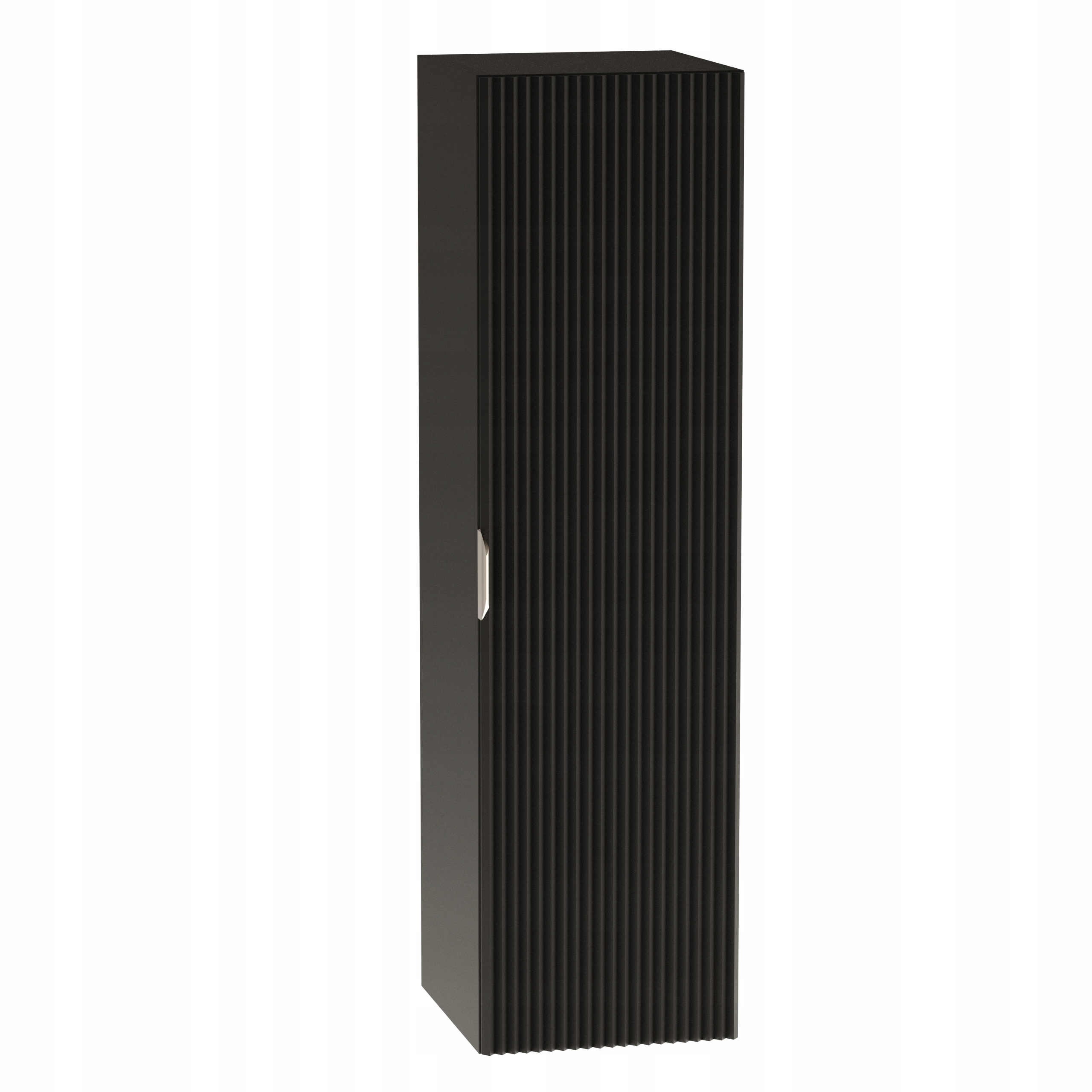 Koupelnový sloupek 120 cm Černý rýhovaný přední díl, 4 police Willy