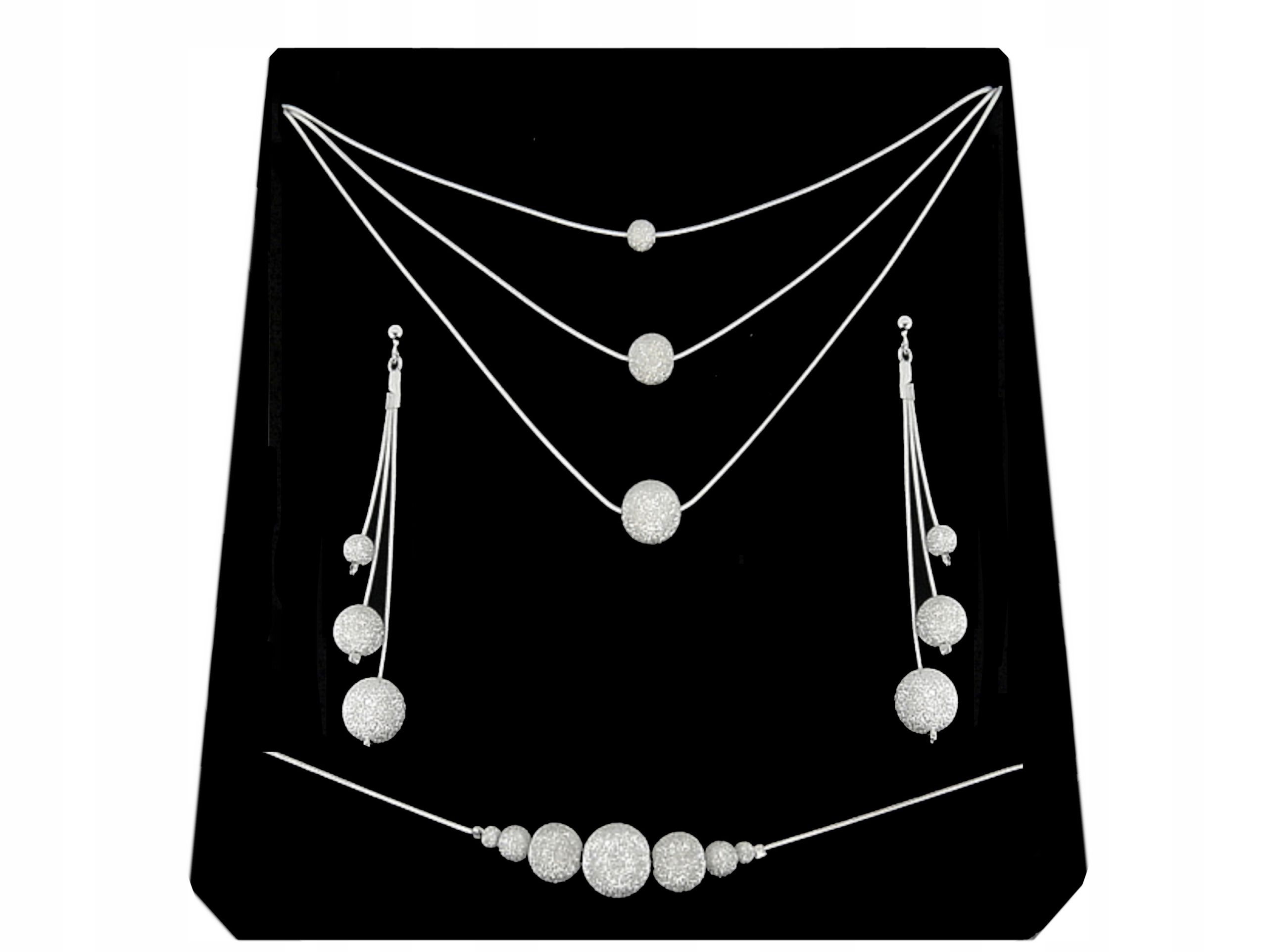 

Srebrny Komplet Kulki Diamentowane srebro 925