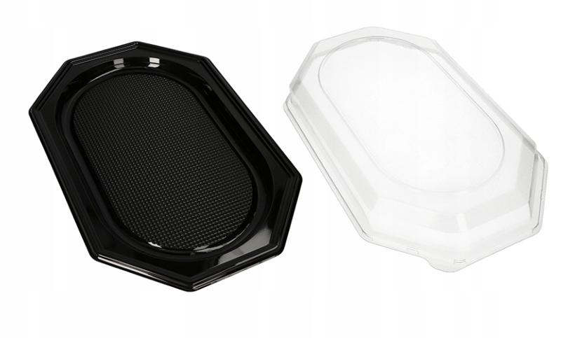 

Cateringowe tace Pet czarne +pokrywy 45x30cm 10szt