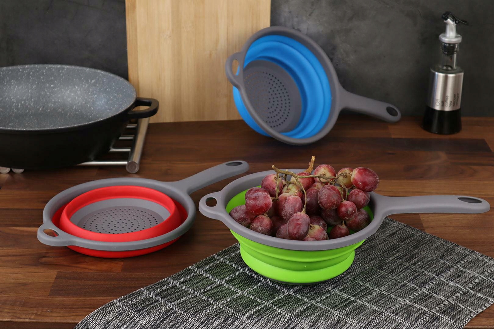 DURSZLAK SKŁADANY SILIKONOWY Z RĄCZKĄ UCHWYT fi 19 Marka P&S