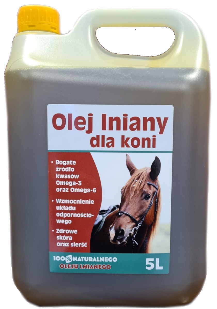Olej lniany premium dla koni, 5 litrów