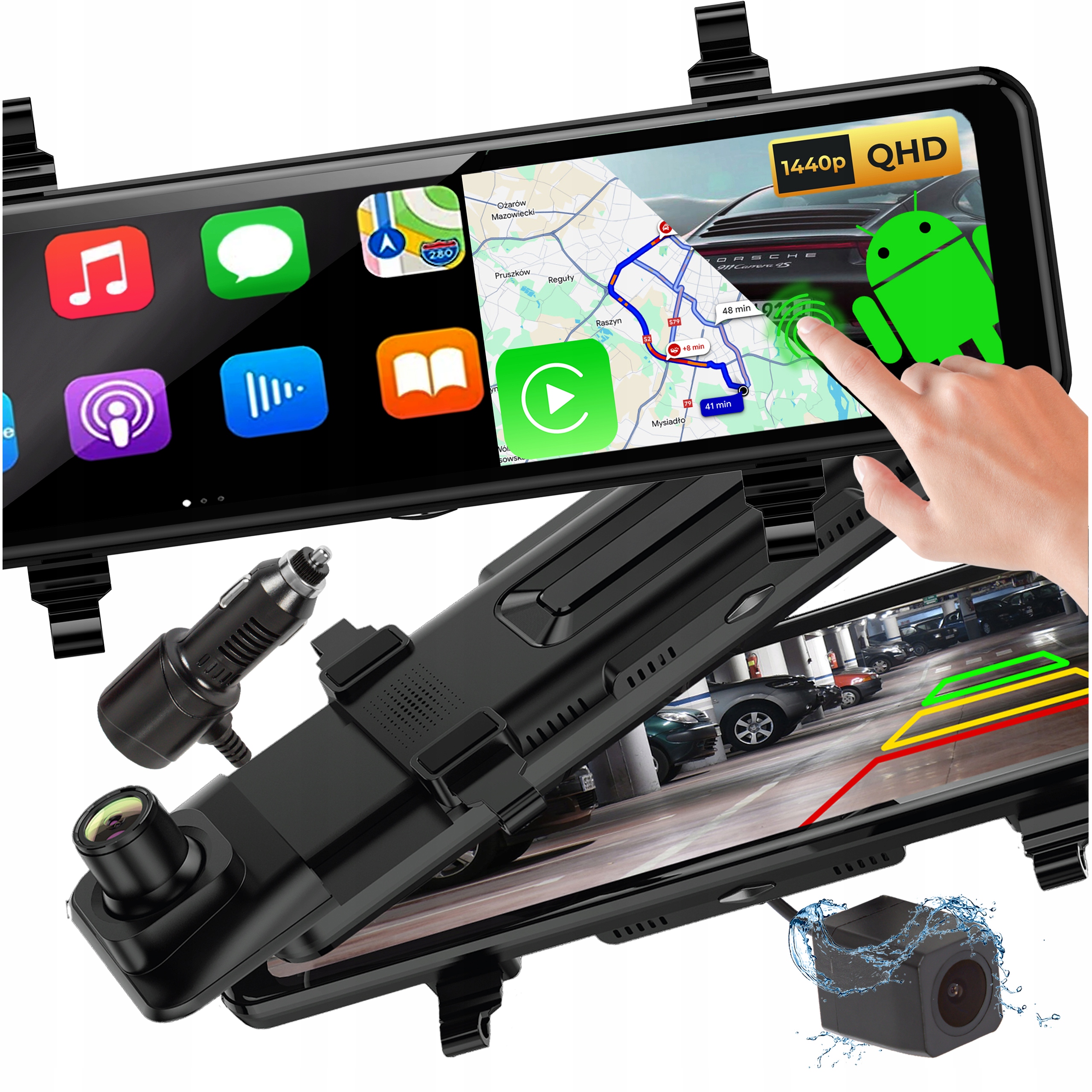 Videorekordér Zrcátko Couvací Kamera 10,88" 2K Qhd Carplay Android Auto