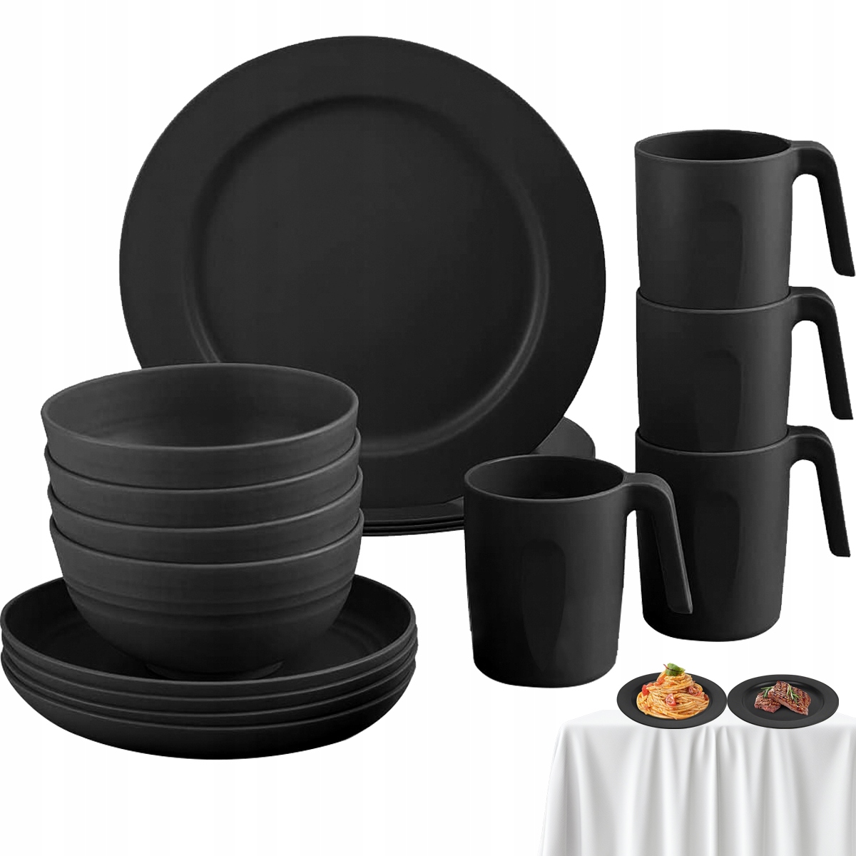 Zestaw Piknikowy turystyczny talerz kubek plastikowy wielorazowy