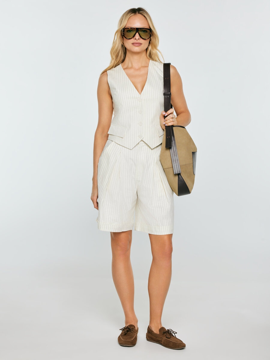 Big Star Dámské lněné šortky s krémovým proužkem Kinnisa 102 M