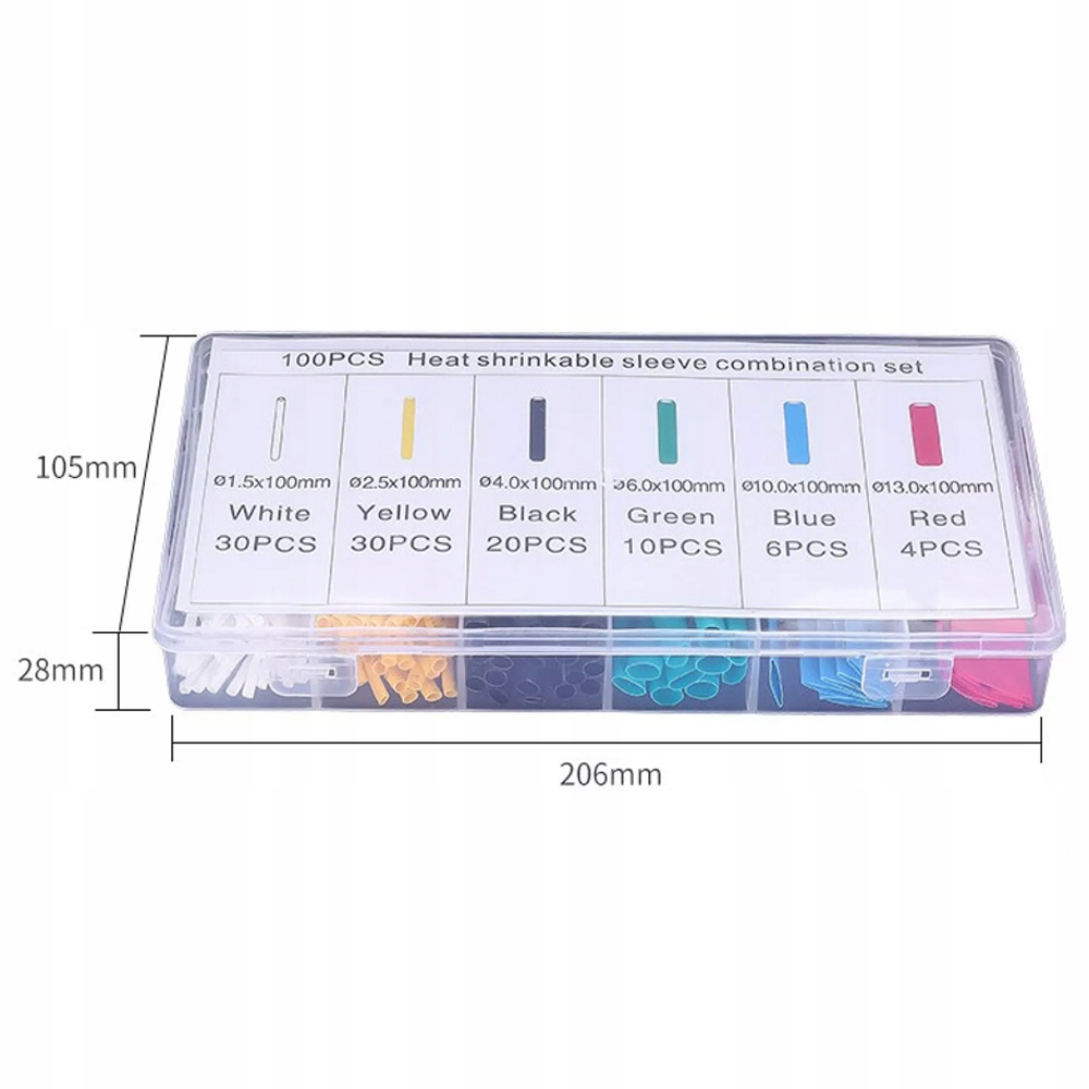 100x KOSZULKI RURKI OPASKI TERMOKURCZLIWE IZOLACYJNE ROZMIARY KOLOROWE Kod producenta 04764