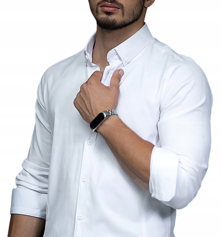 ELEGANCKA KLASYCZNA KOSZULA MĘSKA GŁADKA BIAŁA - L Marka inna