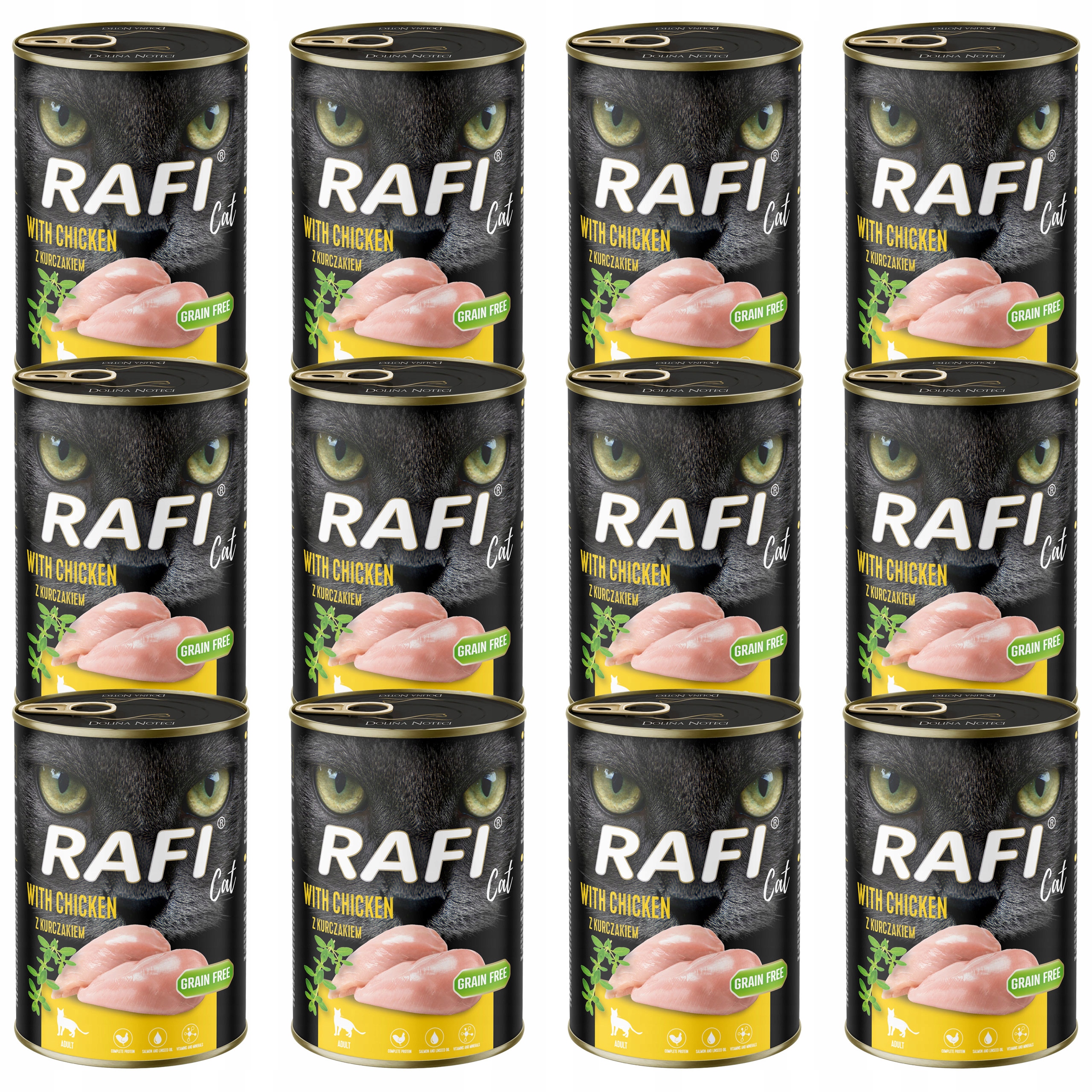 Levně Rafi Cat Dolina Noteci Krmivo mokré pro kočky Kuře 12 x 400 g bez obilovin