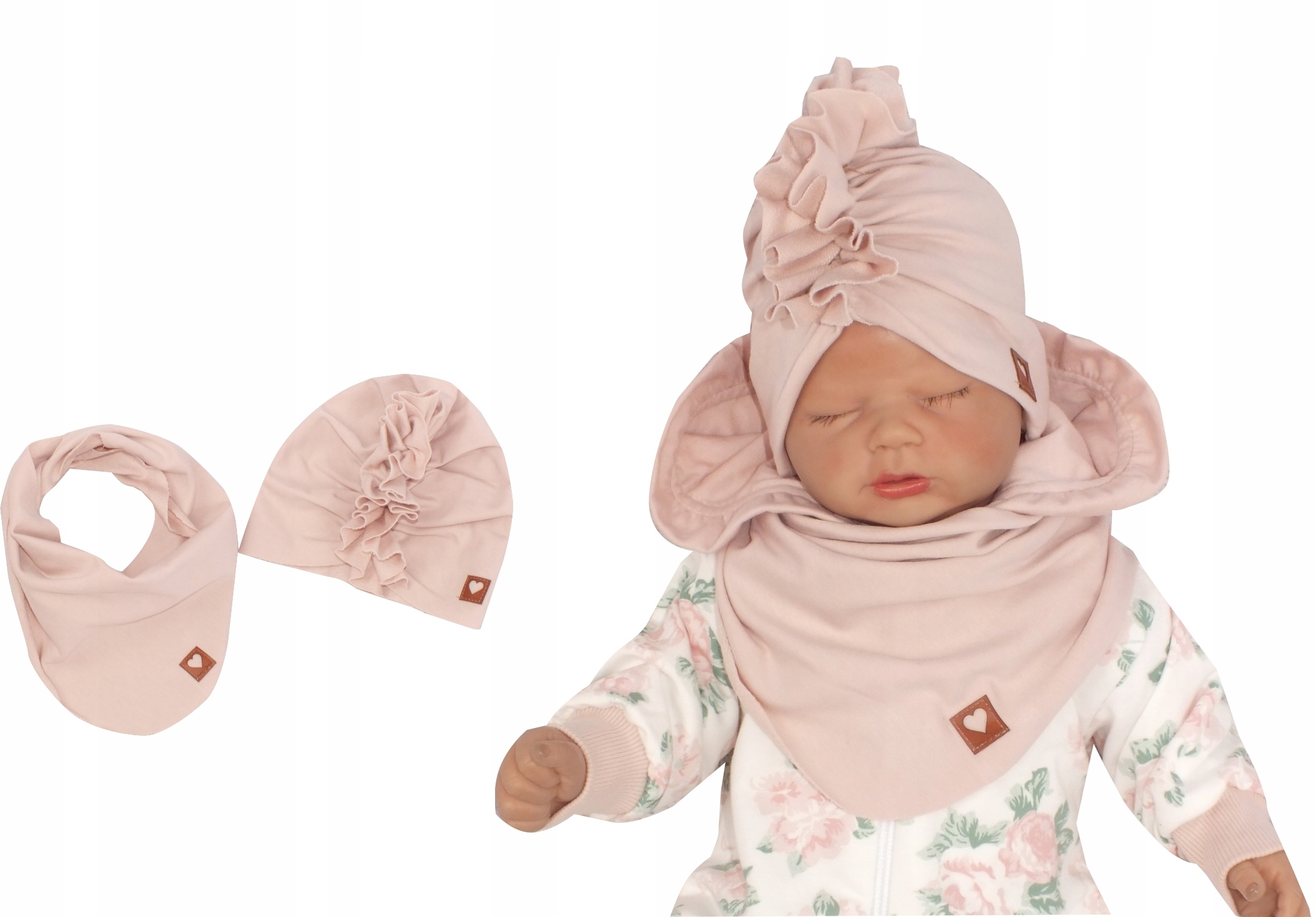

Czapka turban + chustka rozmiar 38/42 0-6 Miesięcy