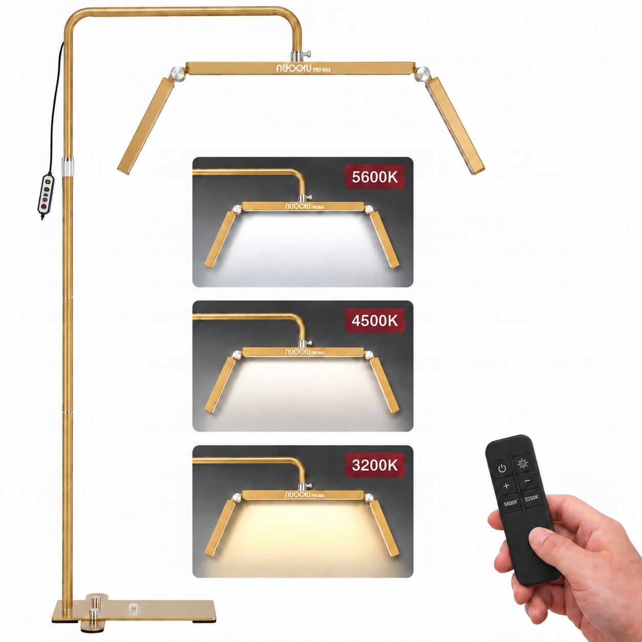 Lampa Led Kosmetyczna Moon Łuk 24W Do Rzęs Stojąca Złota 180 cm
