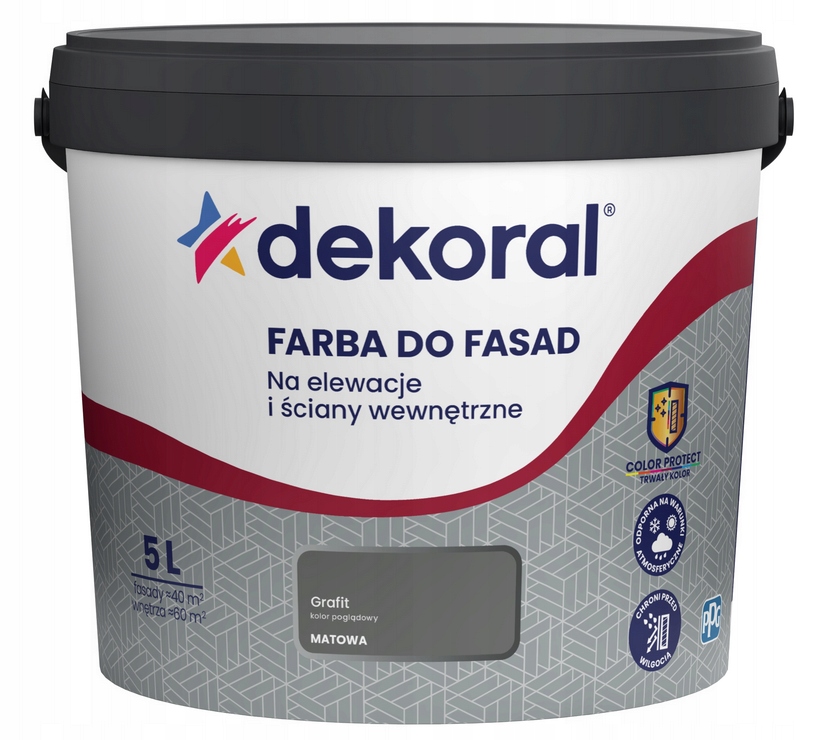 Dekoral Polinit Farba Do Fasad Akrylowa Fasadowa Grafit 5L