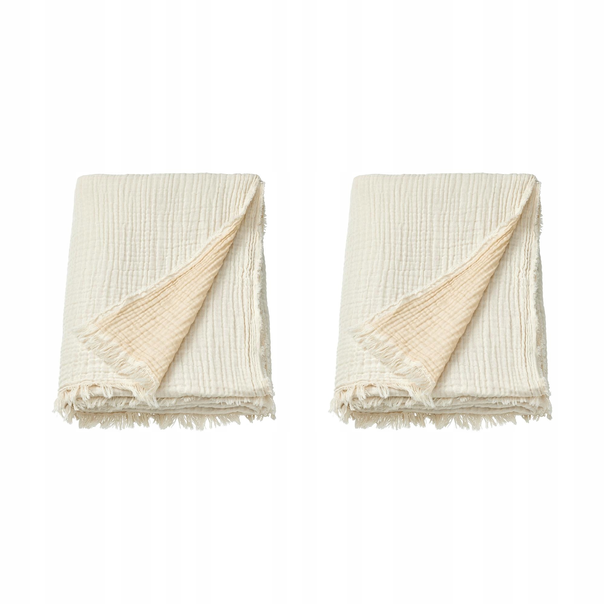 2 ks Krémový pléd 150 x 200 cm bavlněný Vallkrassing