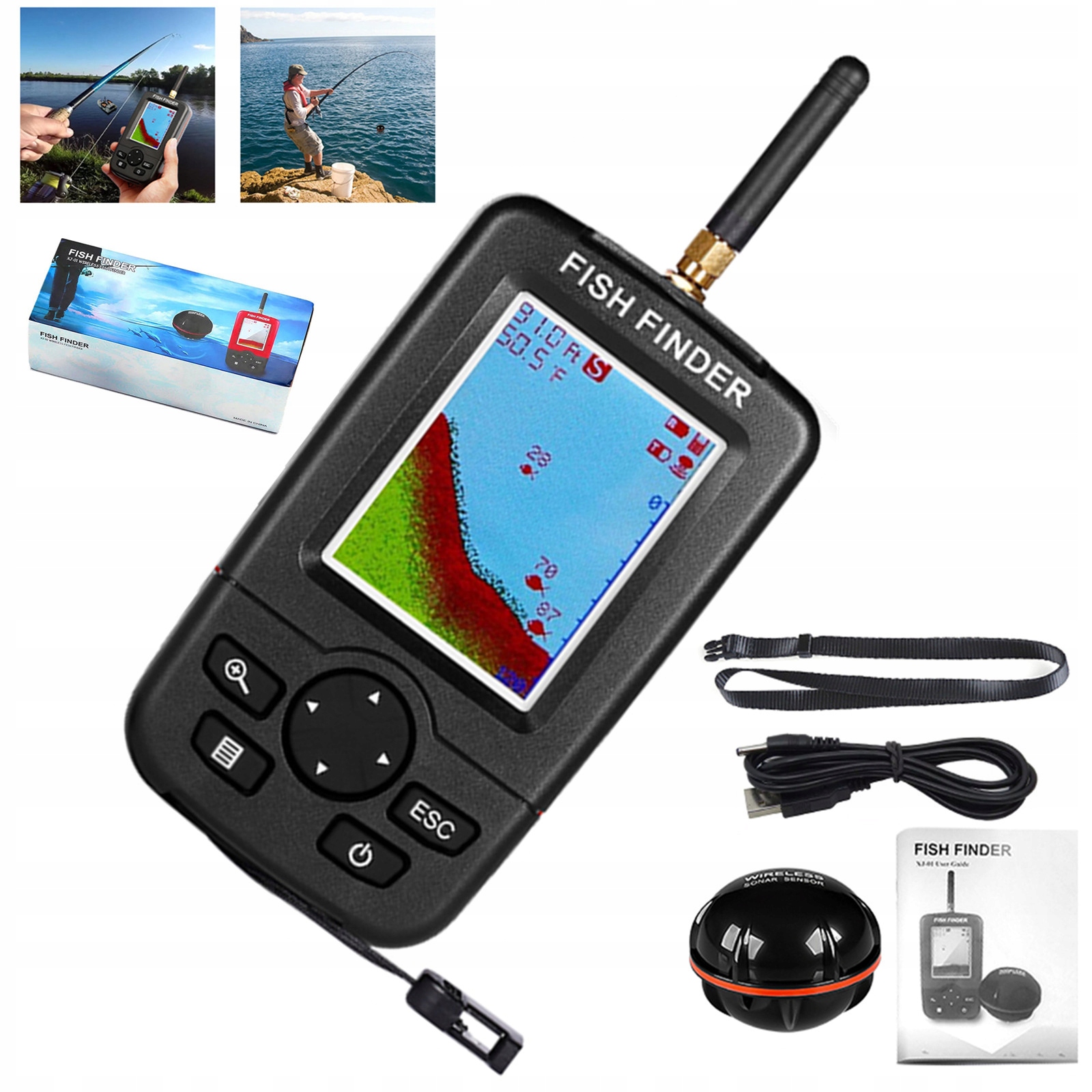 Inteligentní Sonarový Bezdrátový Detektor Ryb S Podsvícením 100 M