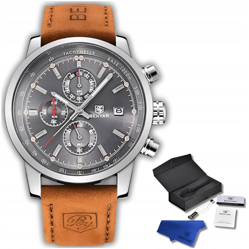 Pánské Hodinky Benyar Klasické Elegantní Chronograf Datumovka Krabička