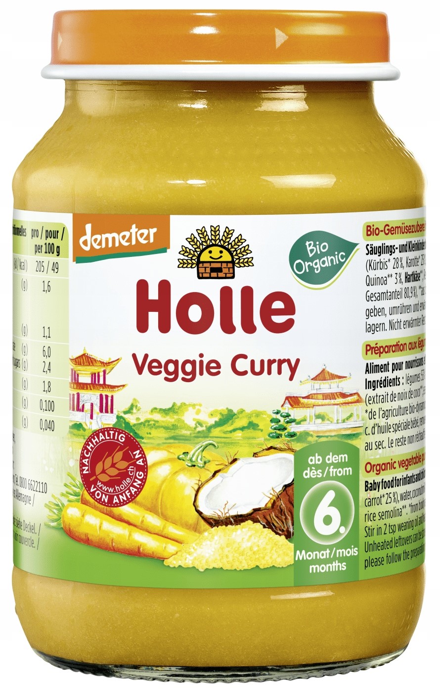 HOLLE BIO Organic Wegetariańskie curry obiadek dla dzieci 6m+ 190 g