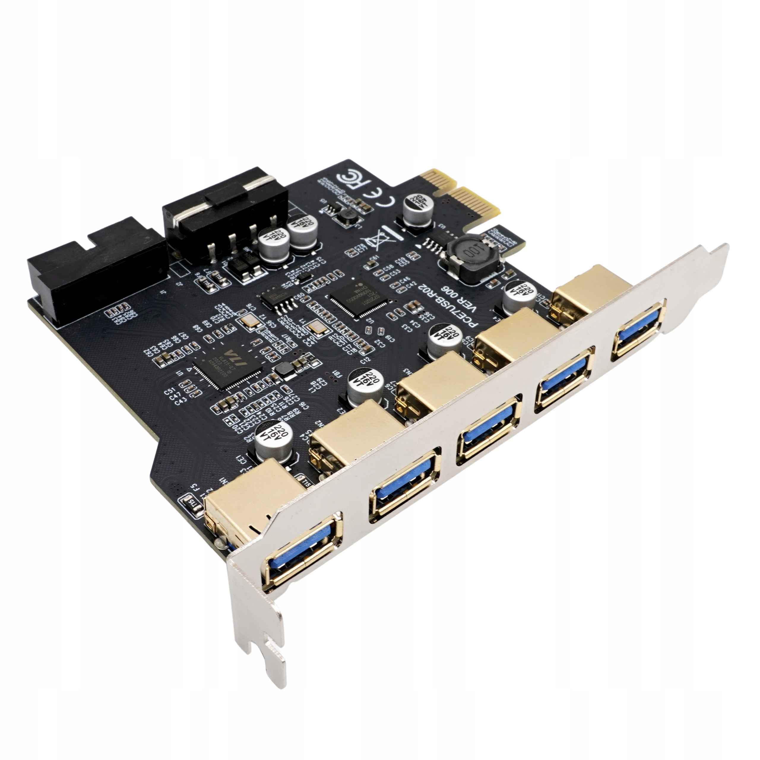 Karta adaptéru pro Pc Pci PCIe 1X na 5x Usb-a Usb 3.0 3.1 až 5Gbps