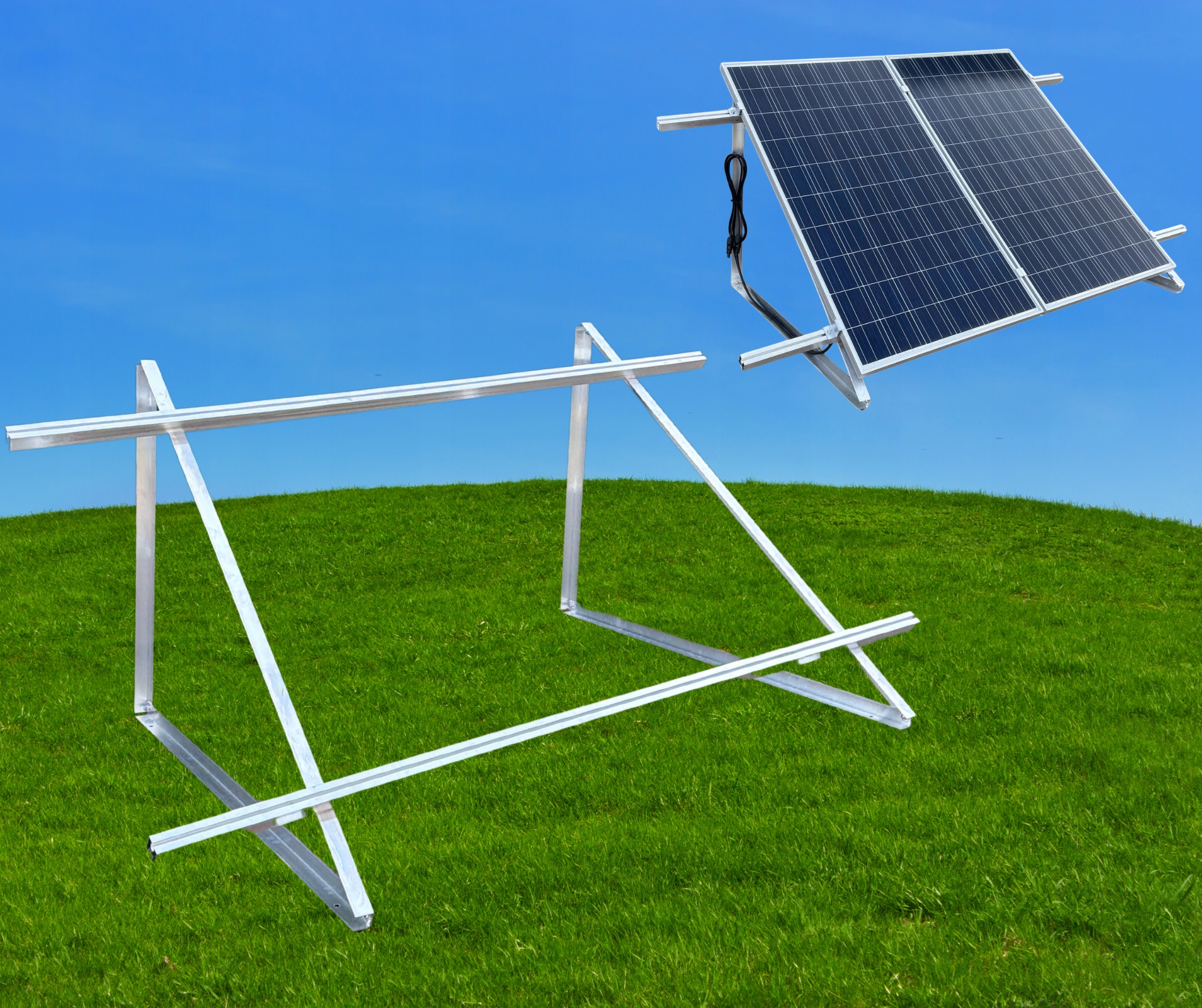 Zestaw Montażowy 2 Moduły Pionowo Na Trójkątach 15 stopni , ekierki komplet