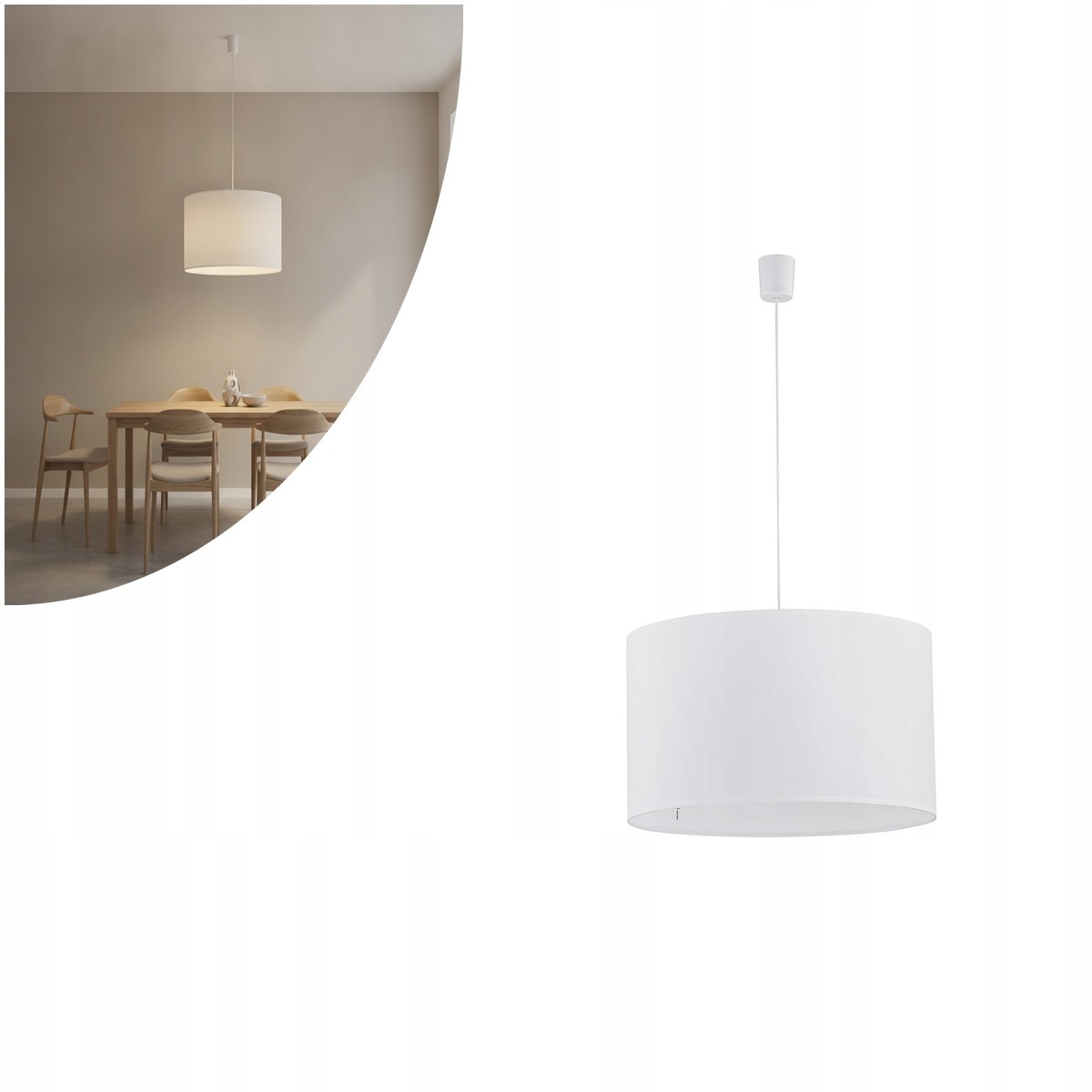Závěsná lampa Rondo bílá do jídelny nad stůl, nastavitelná, Tk Lighting