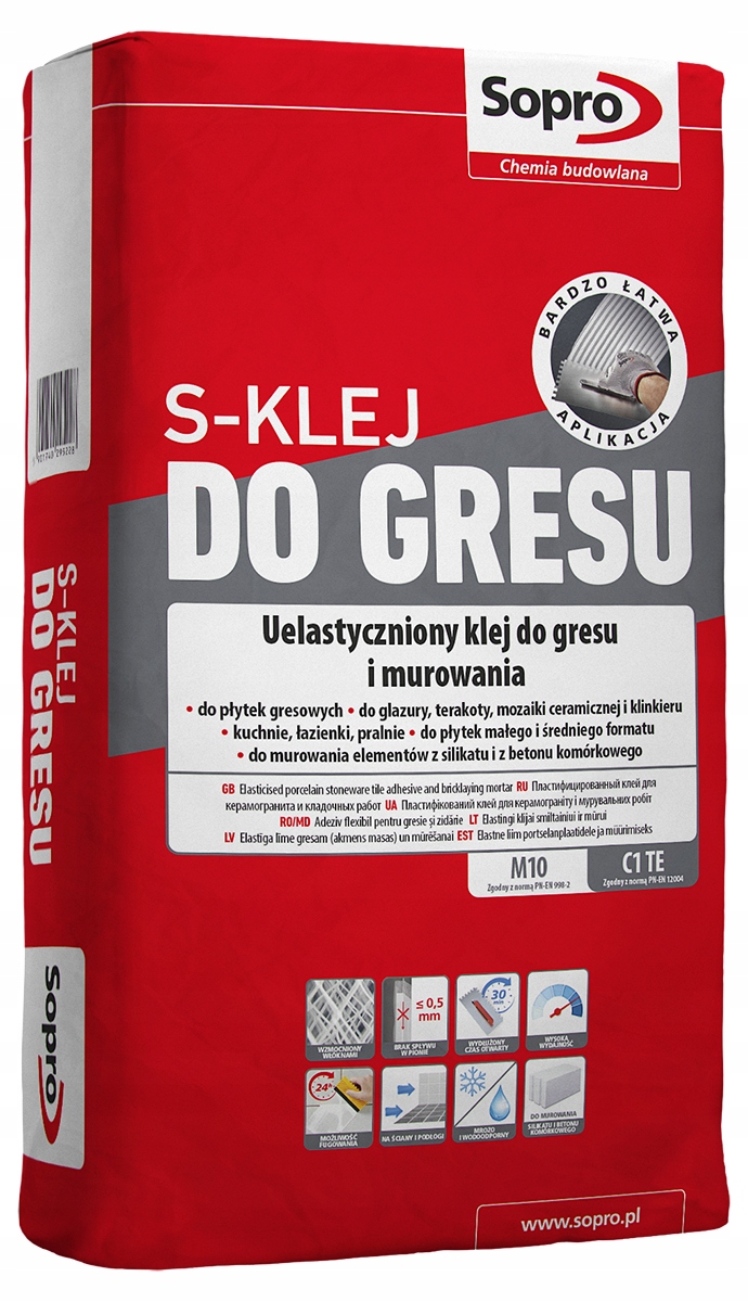

Sopro S-klej 295 uelastyczniony klej do gresu C1TE