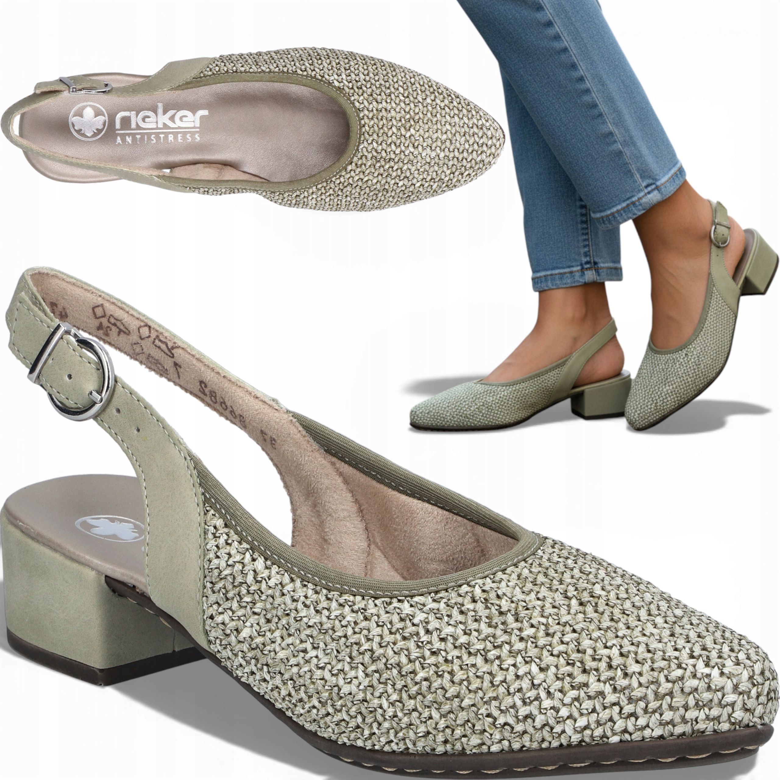 Dámské elegantní sandály na klínku 38 Rieker, zakryté prsty, pohodlné, béžové