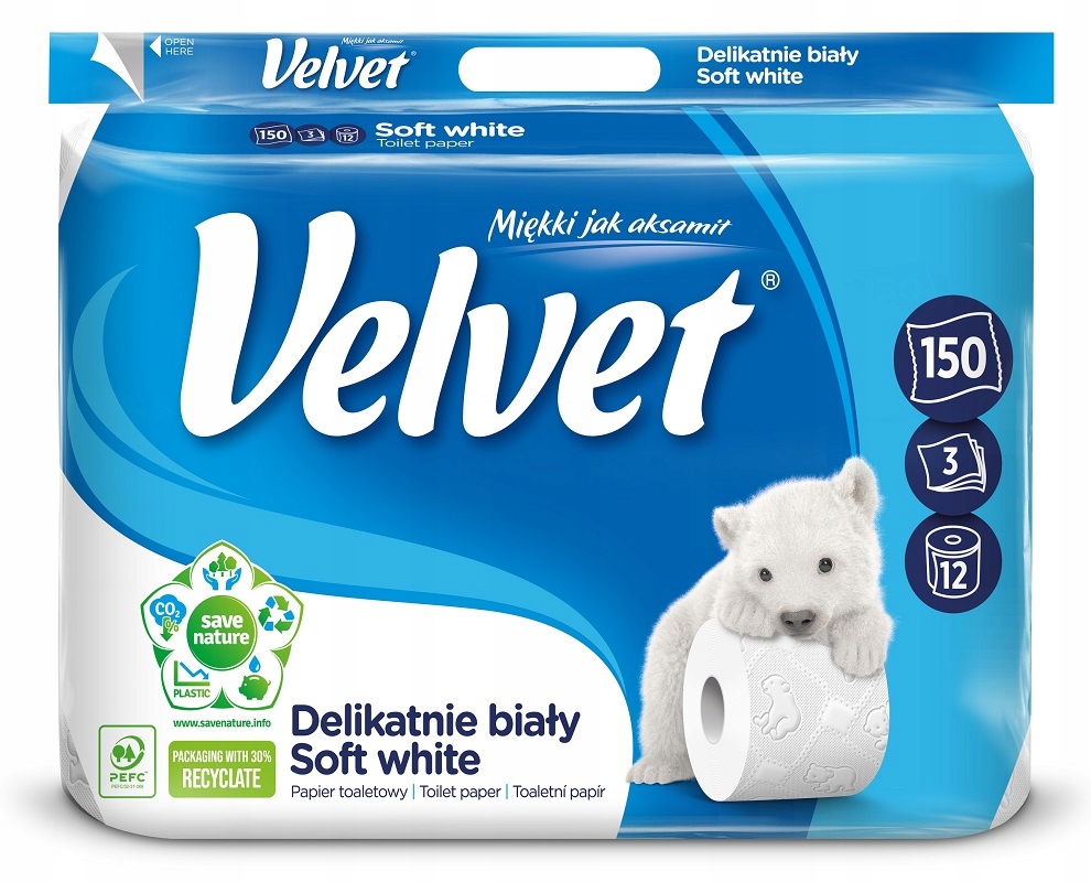 

Velvet Papier Toaletowy Delikatnie Biały 12 rolek