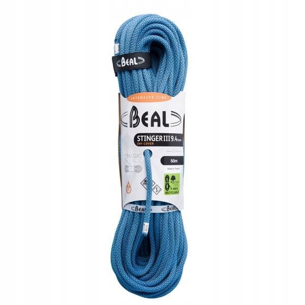 Dynamické lano Beal Stinger Unicore 9,4 mm x 50 m Dry Cover Blue modré
