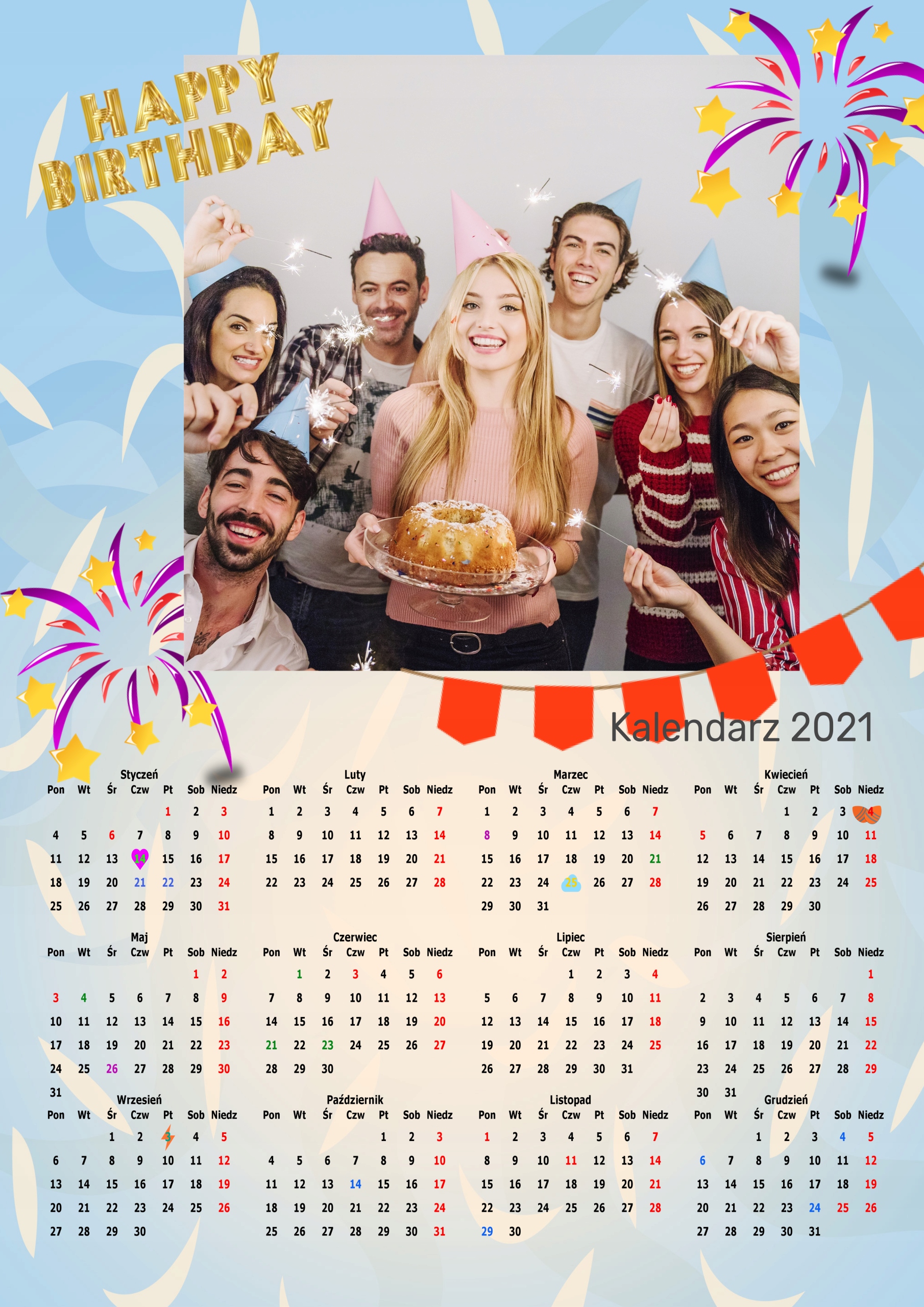 FOTO-KALENDARZ PLAKAT A3 TWOJE ZDJĘCIA KREATOR EAN (GTIN) 5904094445141